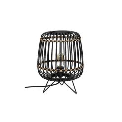 Pomax Lampes De Table | Momok - Lampe De Table - Bambou / Metal - Dia 27 X H 34 Cm - Noir