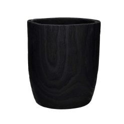 Pomax Cache-Pots | Pure - Pot A Fleurs - Bois De Paulownia - Dia 30 X H 32 Cm - Noir