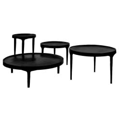 Pomax Tables Basses | Trip - Table Basse - Aluminium - Dia 80 X H 25 Cm - Noir