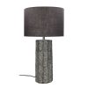 Pomax Lampes De Table | Russel - Lampe De Table - Faience / Lin - Dia 38 X H 66 Cm - Gris Fonce