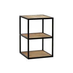 Pomax Etageres Murales | Eszential - Etagere/Table D'Appoint - Bois - Metal / Bois - L 30 X W 30 X H 40 Cm - Naturel/Noir