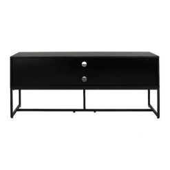 Pomax Armoires | Parigi - Meuble Tv - Assemble - Melamine / Metal - L 150 X W 40 X H 60 Cm - Noyer/Noir