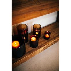 Pomax Photophores / T-Lights | Patti - Photophore - Verre - Dia 12,5 X H 20 Cm - Ambre