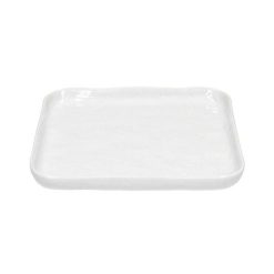 Pomax Vaisselle | Porcelino Square - Assiette A Dessert - Porcelaine - L 20 X W 20 X H 1,6 Cm - Blanc