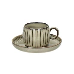 Pomax Vaisselle | Henri - Tasse A Expresso & Soucoupe - Gres - Dia 12,3 X H 6,6 Cm - Gruau