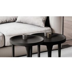 Pomax Tables Basses | Trip - Table Basse - Aluminium - Dia 40 X H 50 Cm - Noir