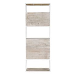 Pomax Etageres | Eszential - Rack 4 Portes 1 Tiroir - Metal / Bois De Sapin - L 60 X W 30 X H 165 Cm - Naturel/Blanc