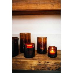 Pomax Photophores / T-Lights | Patti - Photophore - Verre - Dia 20,25 X H 30,5 Cm - Ambre