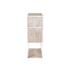 Pomax Etageres | Eszential - Rack 2 Portes 1 Tiroir - Metal / Bois De Sapin - L 60 X W 30 X H 80 Cm - Naturel/Blanc