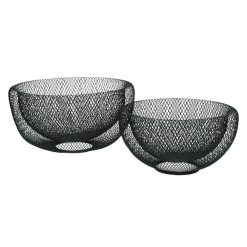 Pomax Bols & Paniers | Kabu - Set/2 Paniers - Metal - Dia 24/29 X H 12/15 Cm - Noir