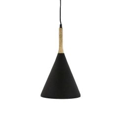 Pomax Suspensions | Brampton - Lampe Suspendue - Metal / Bois De Manguier - Dia 25 X H 42 Cm - Noir