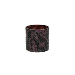 Pomax Photophores / T-Lights | Alhambra - Photophore - Verre Mosaique - Dia 10 X H 10 Cm - Aubergine