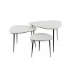 Pomax Tables Basses | Axio - Set/3 Tables D'Appoint - Marbre - L 40/54/74 X W 40/52/68 X H 36/41/45 Cm - Blanc