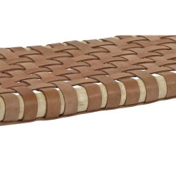 Pomax Bancs | Babouche - Banc - Bois D'Eucalyptus / Cuir - L 105 X W 40 X H 42 Cm - Naturel