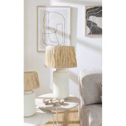 Pomax Lampes De Table | Felisa - Lampe De Table - Papier Mache / Metal - Dia 40 X H 62 Cm - Blanc