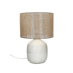 Pomax Lampes De Table | Esme - Lampe De Table - Ceramique / Metal - Dia 33 X H 48 Cm - Blanc