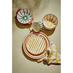 Pomax Vaisselle | Mykonos - Assiette Plate - Porcelaine - Dia 27 X H 2,5 Cm - Jaune