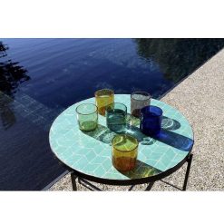 Pomax Verres | Vico - Gobelet - Verre - Dia 8 X H 8,2 Cm - Aqua Fonce