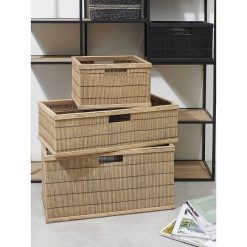 Pomax Concepts Modulaires | Shadow - Panier - Bambou / Bois - L 31 X W 30 X H 17 Cm - Noir