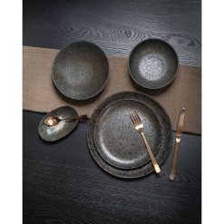 Pomax Vaisselle | Basalt - Assiette A Dessert - Gres - Dia 21,5 X H 2,1 Cm - Noir