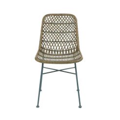 Pomax Chaises | Rodos - Chaise - Rotin / Metal - L 43,5 X W 56,5 X H 80 Cm - Gris Bleu