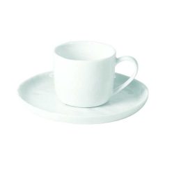 Pomax Vaisselle | Porcelino White - Tasse & Soucoupe - Porcelaine - Dia 14 X H 6 Cm