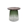 Pomax Tables Basses | Monroe - Table D'Appoint - Verre / Bois De Manguier - Dia 46 X H 42 Cm - Vert