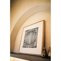 Pomax Tableau / Deco Murale | Bergamo - Toile Avec Cadre - Lin / Mdf - L 63 X W 4,3 X H 63 Cm - Noir/Blanc