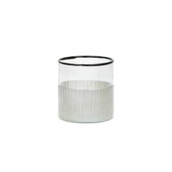 Pomax Photophores / T-Lights | Flou' - Photophore - Verre - Dia 7 X H 7,5 Cm - Blanc