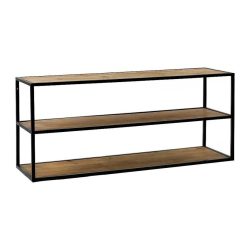 Pomax Etageres Murales | Eszential - Etagere/Table D'Appoint - Metal / Bois - L 120 X W 30 X H 60 Cm - Naturel/Noir