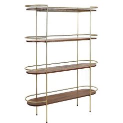 Pomax Etageres | Artdeco - Rack 4 Etageres - Bois De Mangier / Metal - L 120 X W 35 X H 160 Cm - Noyer