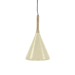 Pomax Suspensions | Brampton - Lampe Suspendue - Metal / Bois De Manguier - Dia 25 X H 42 Cm - Latte