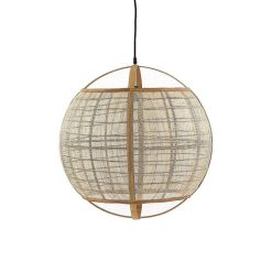 Pomax Suspensions | Mekong - Lampe Suspendue - Lin / Bambou - Dia 58 X H 59 Cm - Naturel