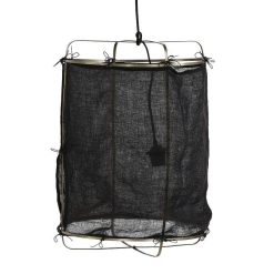 Pomax Suspensions | Grisha - Lampe Suspendue - Lin / Metal - Dia 38 X H 50 Cm - Noir