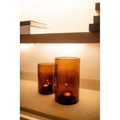 Pomax Photophores / T-Lights | Patti - Photophore - Verre - Dia 12,5 X H 20 Cm - Ambre