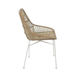 Pomax Chaises | Aix - Chaise - Rotin / Metal - L 56 X W 53,5 X H 82 Cm - Blanc