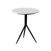 Pomax Tables Basses | Dana - Table D'Appoint - Marbre / Metal - Dia 40 X H 47 Cm - Blanc