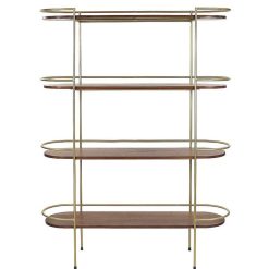 Pomax Etageres | Artdeco - Rack 4 Etageres - Bois De Mangier / Metal - L 120 X W 35 X H 160 Cm - Noyer