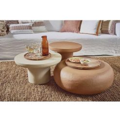 Pomax Tables Basses | Piastro - Table Basse - Enduit A La Chaux - Dia 60 X H 32 Cm - Terracotta