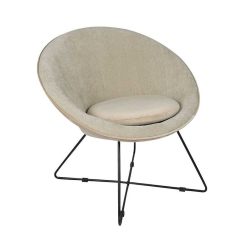 Pomax Canapes | Garbo - Chaise Relax - Velours / Metal - L 75 X W 67 X H 73 Cm - Blanc Casse