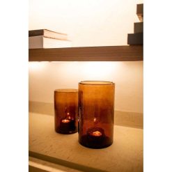 Pomax Photophores / T-Lights | Patti - Photophore - Verre - Dia 20,25 X H 30,5 Cm - Ambre