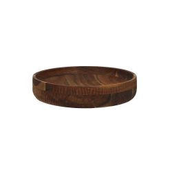 Pomax Saladiers / Plats A Servir | Kerf - Plat - Bois D'Acacia - Bois De Mangier - Dia 25 X H 5 Cm - Rouille