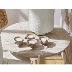 Pomax Concepts Modulaires | Trevi - Dessus De Table - Travertin - Dia 45 X H 2 Cm - Ivoire