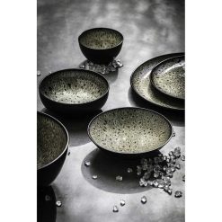 Pomax Vaisselle | Mirha Jasper - Assiette A Dessert - Gres - Dia 21,5 X H 2,1 Cm - Noir/Blanc