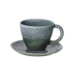 Pomax Vaisselle | Dakota - Tasse & Soucoupe - Porcelaine - L 15,1 X W 14,8 X H 8,1 Cm - Gris