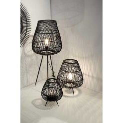 Pomax Lampadaires | Tao - Lampe - Bambou - Dia 38 X H 45 Cm - Noir