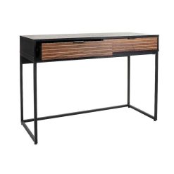 Pomax Consoles | Parigi - Meuble Console - Emballe A Plat - Melamine / Metal - L 120 X W 50 X H 79 Cm - Noyer/Noir