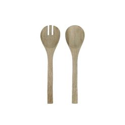 Pomax Couverts De Service | Kerf - Set/2 Cuillere + Fourchette - Bois De Manguier - - L 32 X W 8 X H 1,5 Cm - Naturel