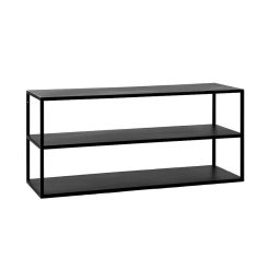 Pomax Etageres Murales | Eszential - Etagere/Table D'Appoint - Metal / Bois - L 90 X W 30 X H 40 Cm - Noir