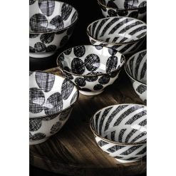 Pomax Vaisselle | Alto - Bol A Cereales - Porcelaine - Dia 12 X H 6 Cm - Noir/Blanc